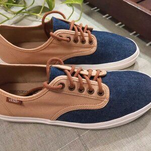 Vans Men's Denim Beige Canvas Shoes - Size 9.5